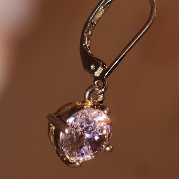 Round Faceted Pink Stone Earrings - Picture 11 of 11